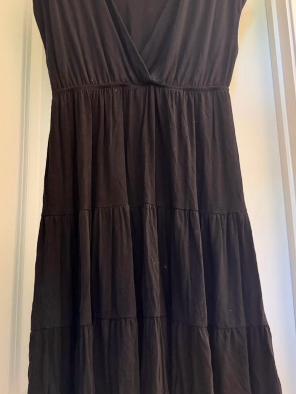 New York & Company Black Tiered V-Neck Maxi Dress
